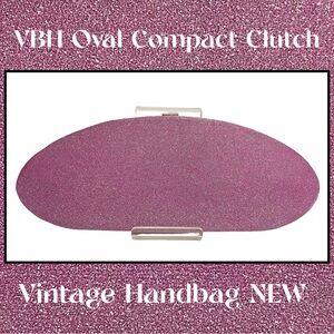 Vtg VBH Oval Compact Clutch Lavender Purple Sparkle Glitter Italy NEW Signed